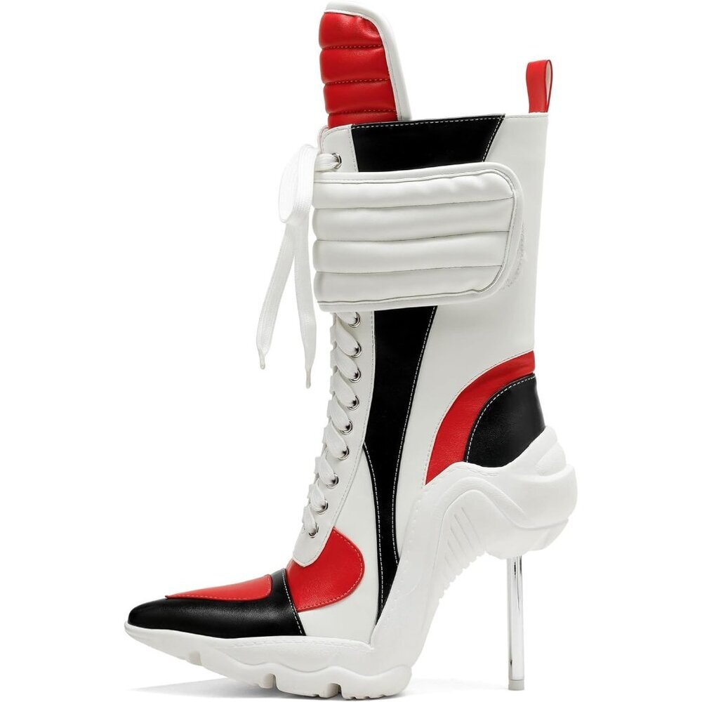 Women's White Ankle Boots High Heel Boots Fashion Pointed Toe Pull On